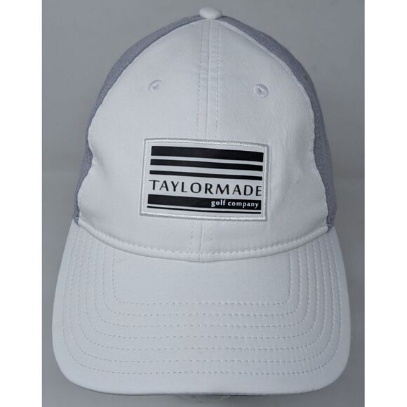 TaylorMade Golf Men's Baseball Cap Hat Patch White‎ Gray VTG - Picture 1 of 8